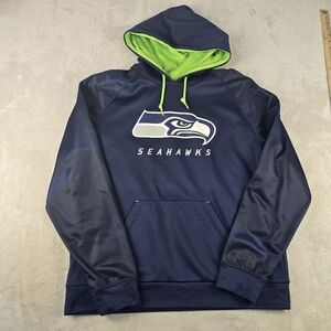Seattle Seahawks NFL Hoodie Mens Large Blue Majestic Therma Base